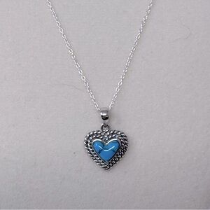 Thailand 925 sterling turquoise dainty heart necklace new never worn